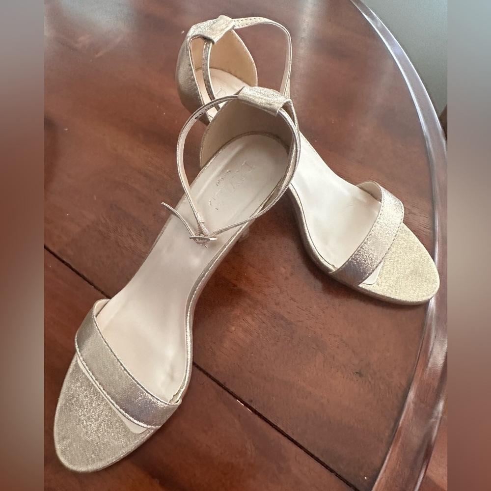 David’s bridal gold open toe heels
